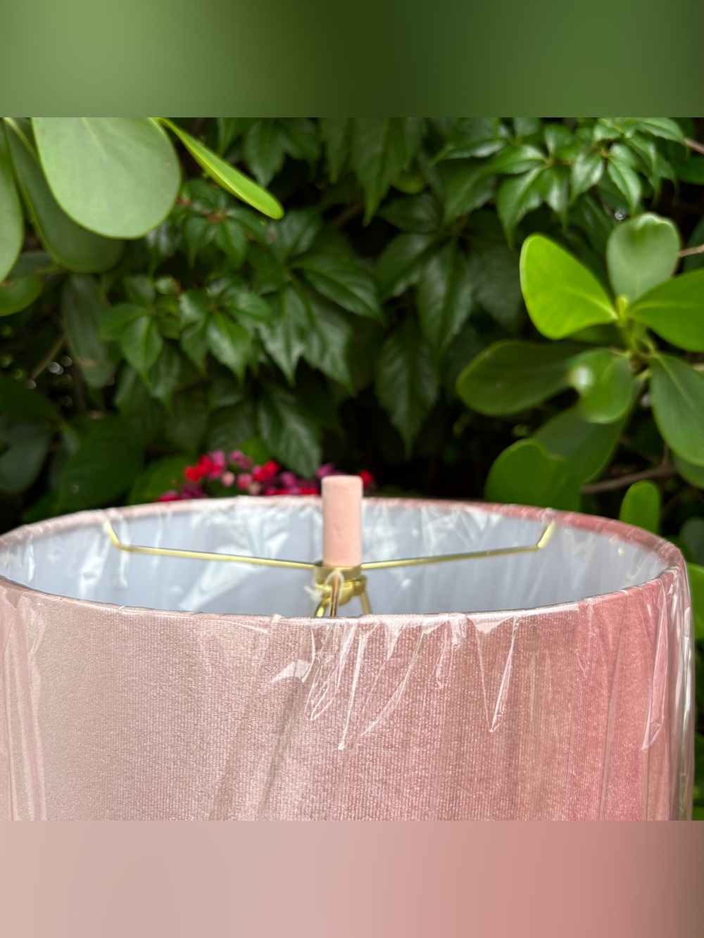 Pink Suede Frenchie French Bulldog Lamp Dog Puppy Velvet Fringe Shade (on right) - Picture 9 of 13